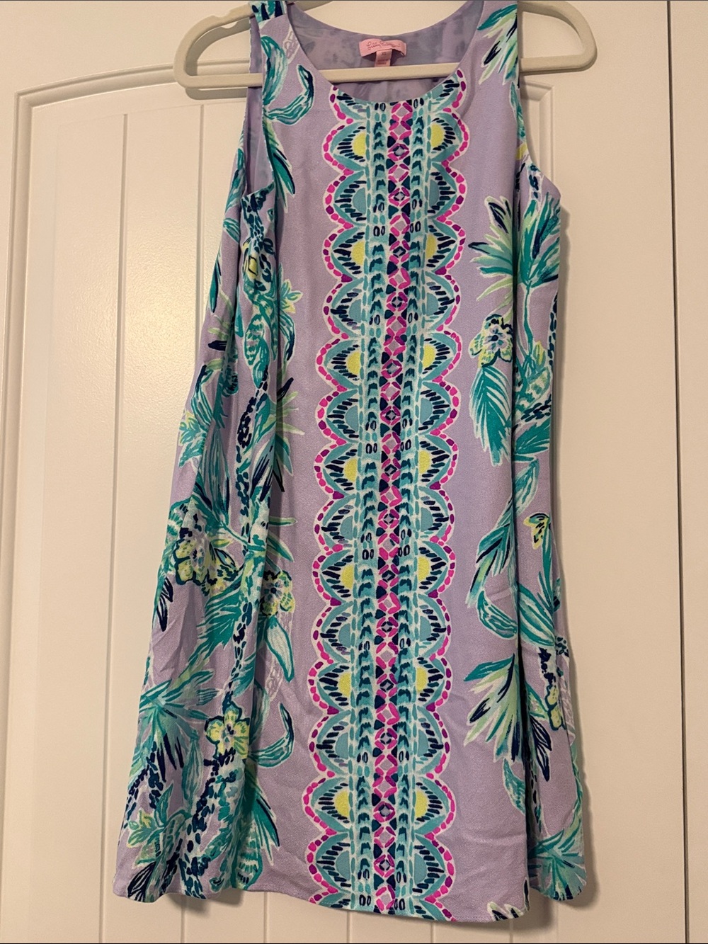 Lilly Pulitzer Lavender Jackie Dress with Teal, Aqua & Pink Print Size XS